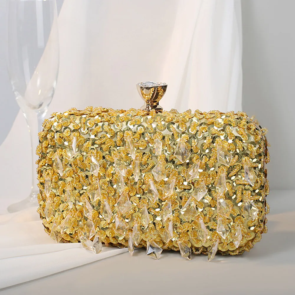 Hard Banquet Rectangle Sequins Lady's Clutches Evening Bags