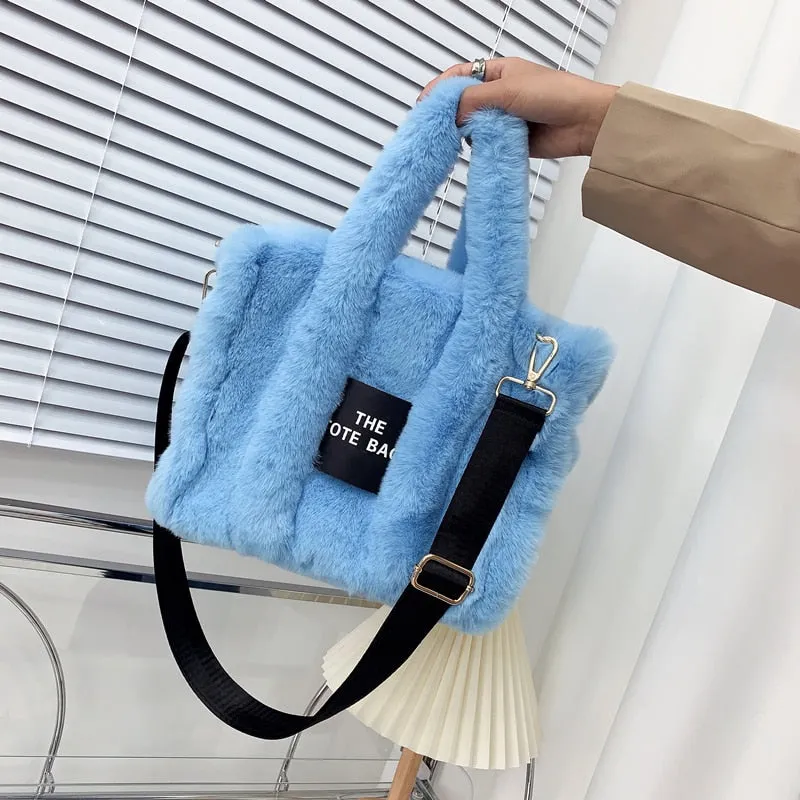 Fluffy Faux Fur Tote Shoulder Crossbody Handbag