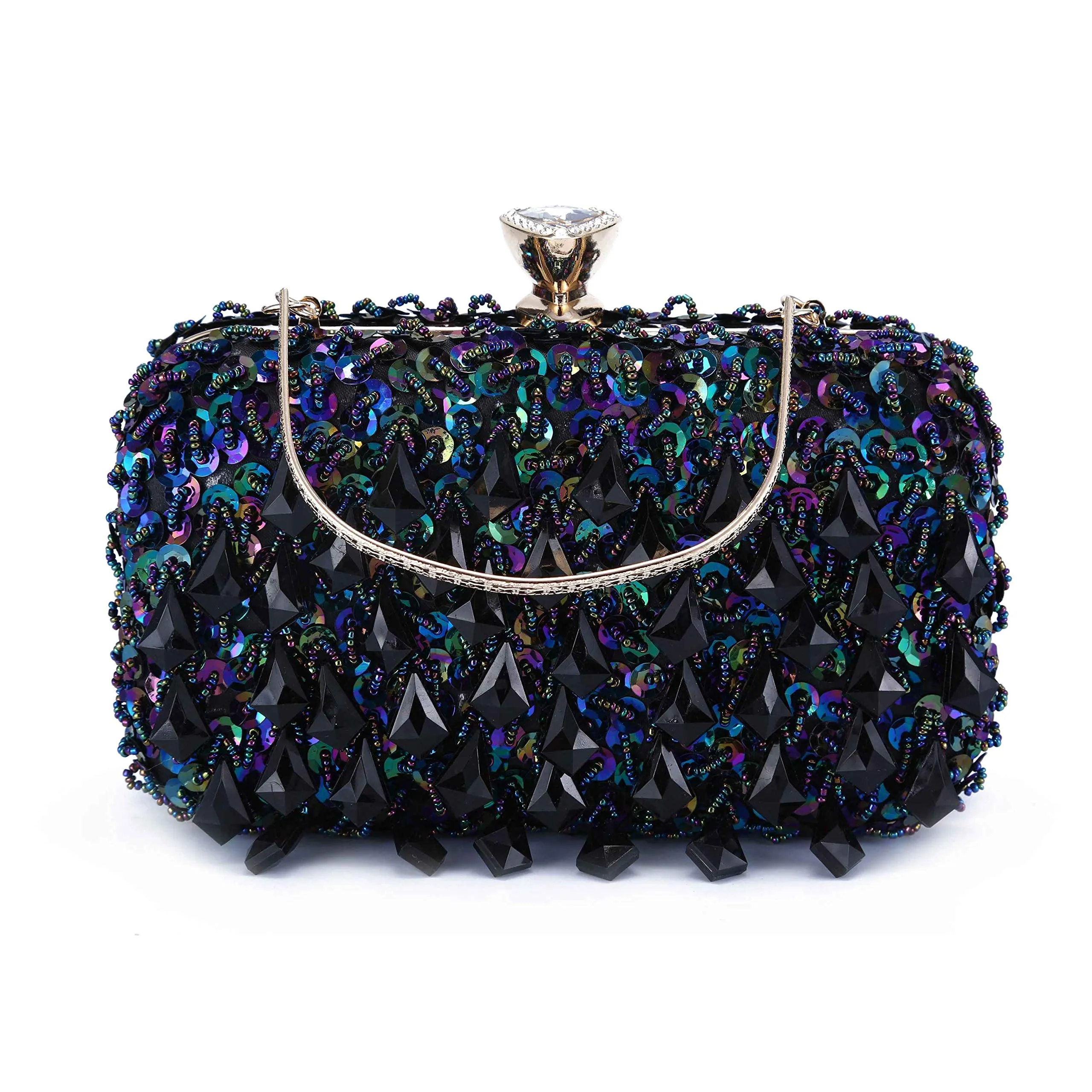 Women Wedding Clutch Rhinestone Bling Sequin Evening Bags Vintage Crystal Beaded Cocktail Party Party Purse