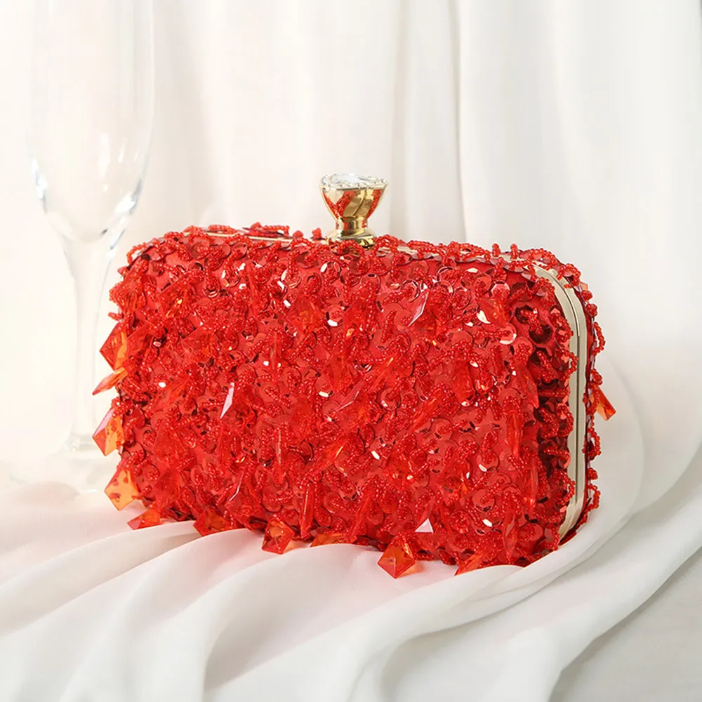 Hard Banquet Rectangle Sequins Lady's Clutches Evening Bags