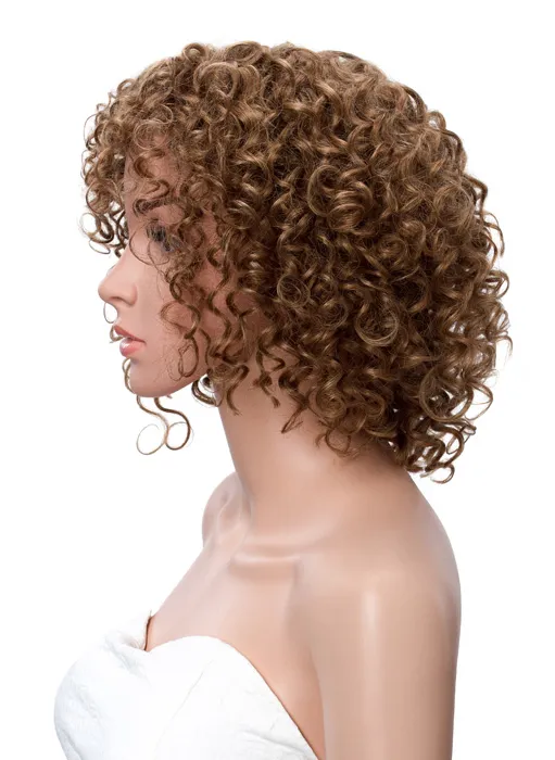 Afro American Kinky Curly Human Hair Lace Front Wigs 12 Inches