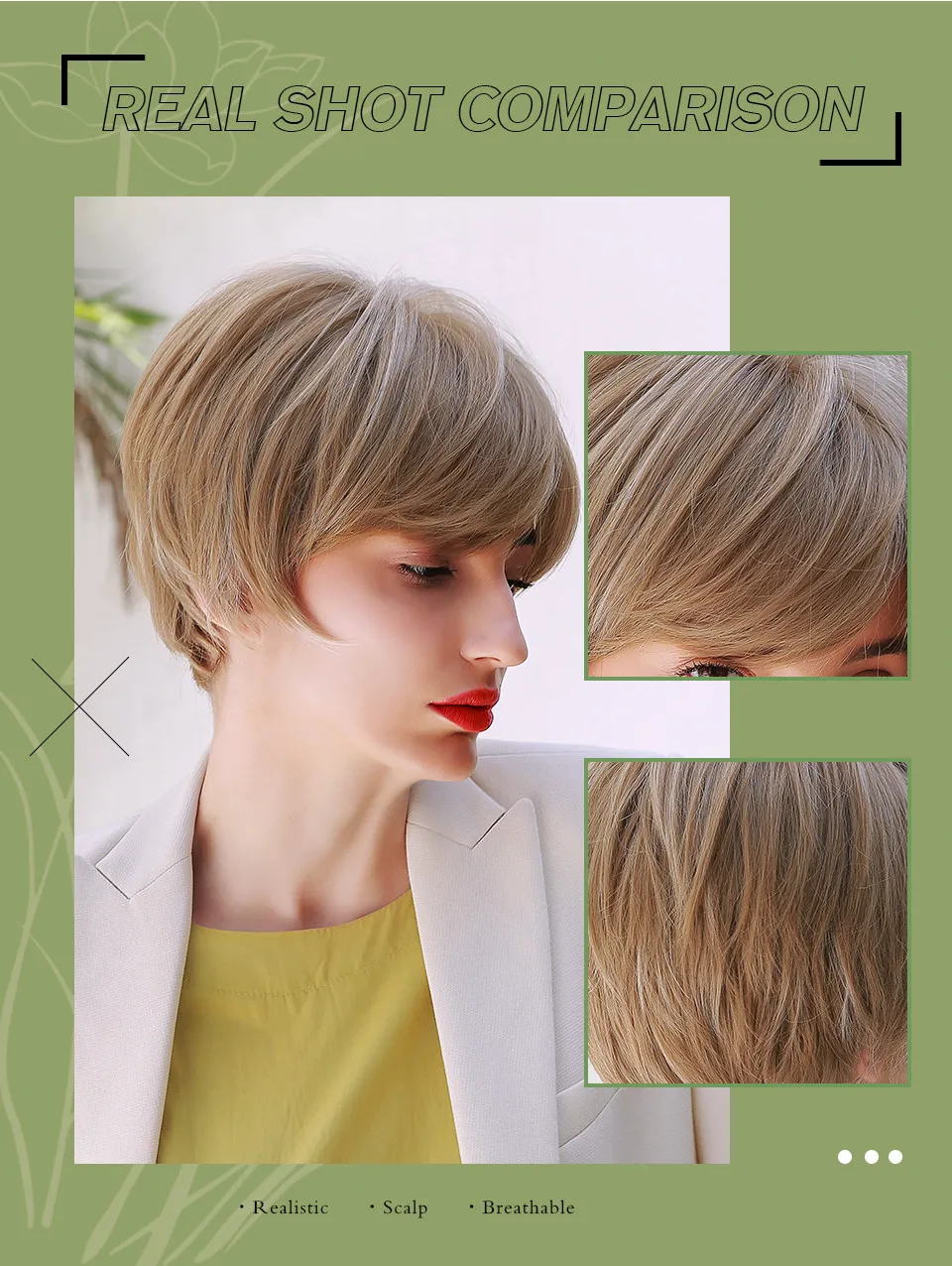 Short Pixie Natural Straight Synthetic Hair Women Wig 8 Inches