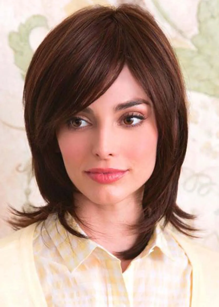 Women's Short Shaggy Hairstyles Straight Human Hair Capless Wigs 12Inch