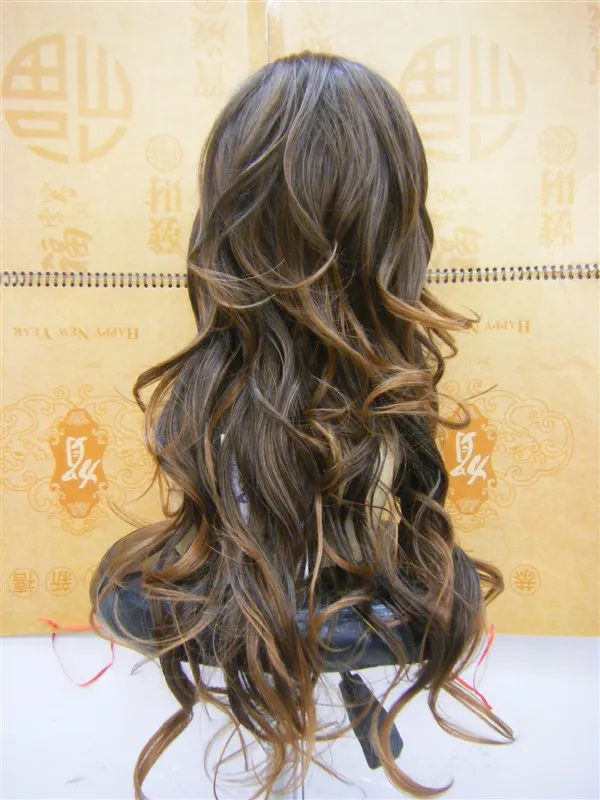 Capless Extra Long Curly Brown 22 Inches Synthetic Hair Wigs