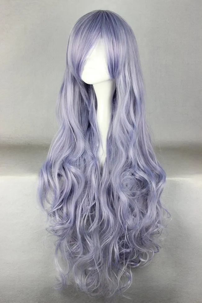 Super Long Curly Light Purple Synthetic Hair Cosplay Wigs 36 Inches