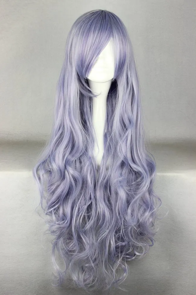 Super Long Curly Light Purple Synthetic Hair Cosplay Wigs 36 Inches