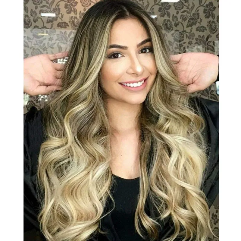 Mix Color Long Wavy Synthetic Hair Women Wig