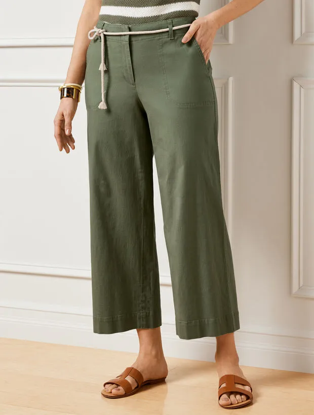 Belted Wide Crop Pants