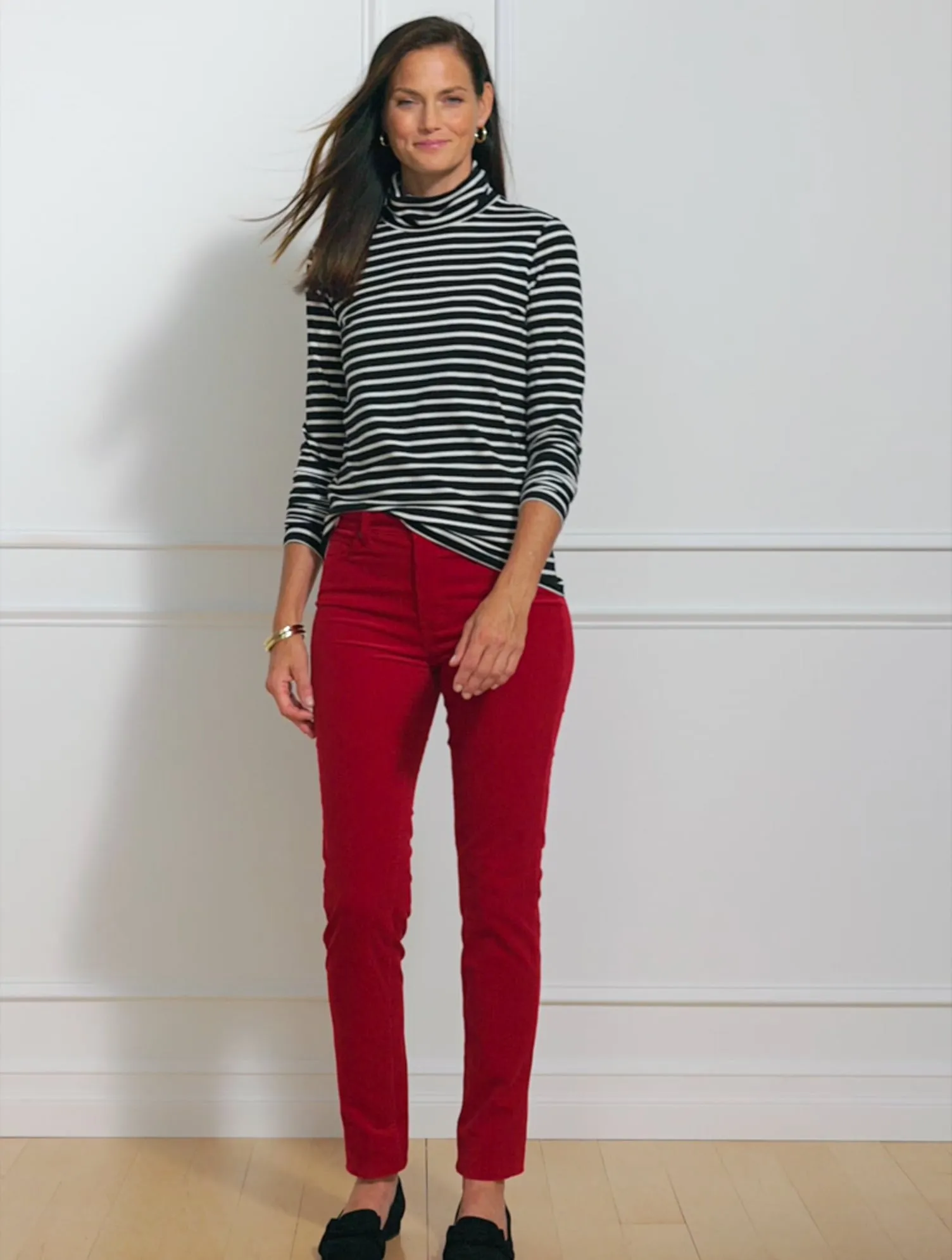 Stretch Corduroy Straight Leg Pants