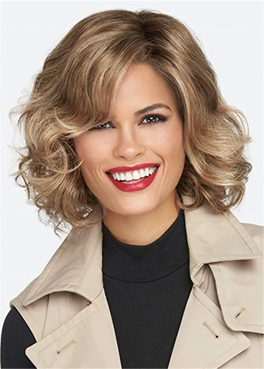 Short Bob Cut Wavy Synthetic Hair Lace Front Wig