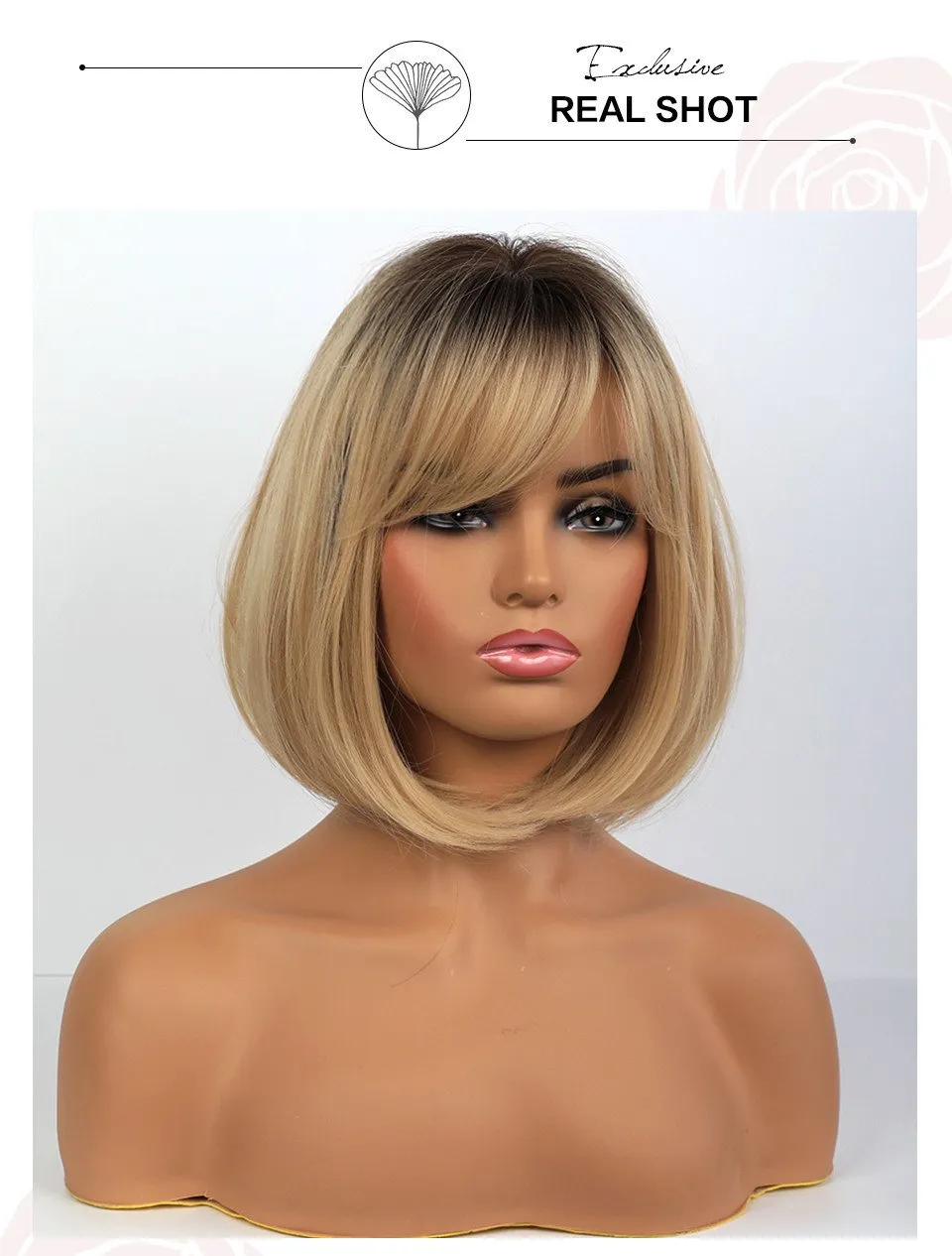 Medium Bob Style Synthetic Hair Natural Straight Wig 14 Inches