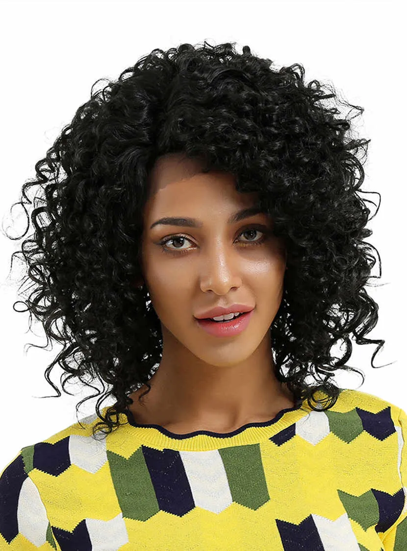 Kinky Curly Synthetic Hair 12 Inches Mid-Length Wigs