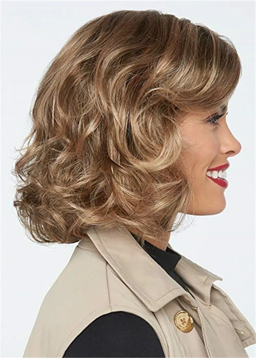 Short Bob Cut Wavy Synthetic Hair Lace Front Wig