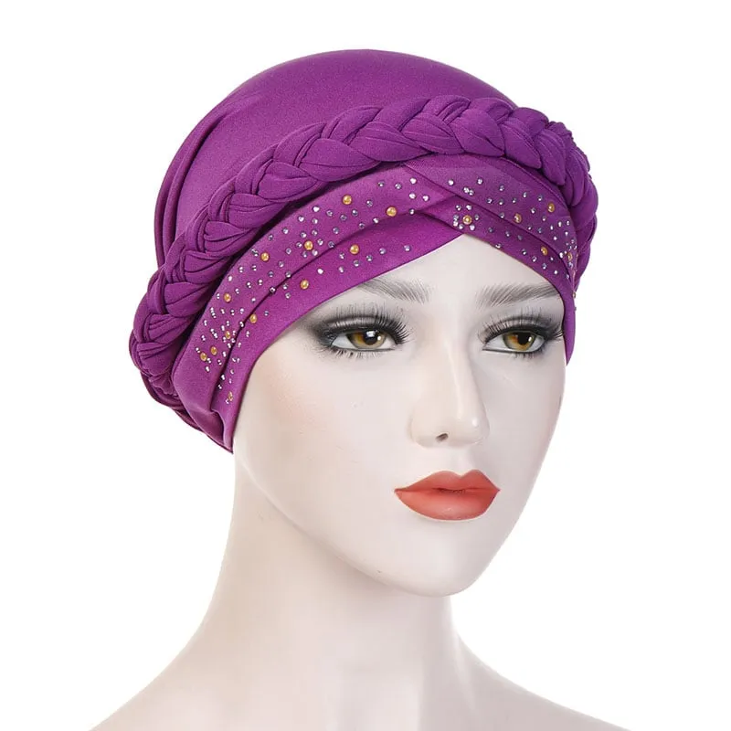 Paillette Pure Colour Turban For Women