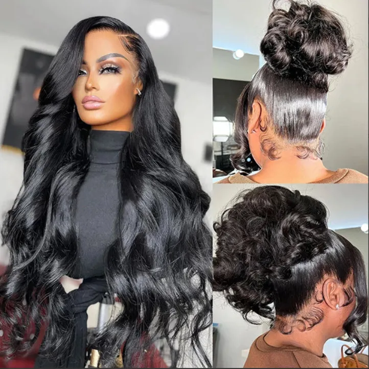 HD Full Lace Wig Body Wave Human Hair Wigs Transparent Lace Front Wigs Pre Plucked