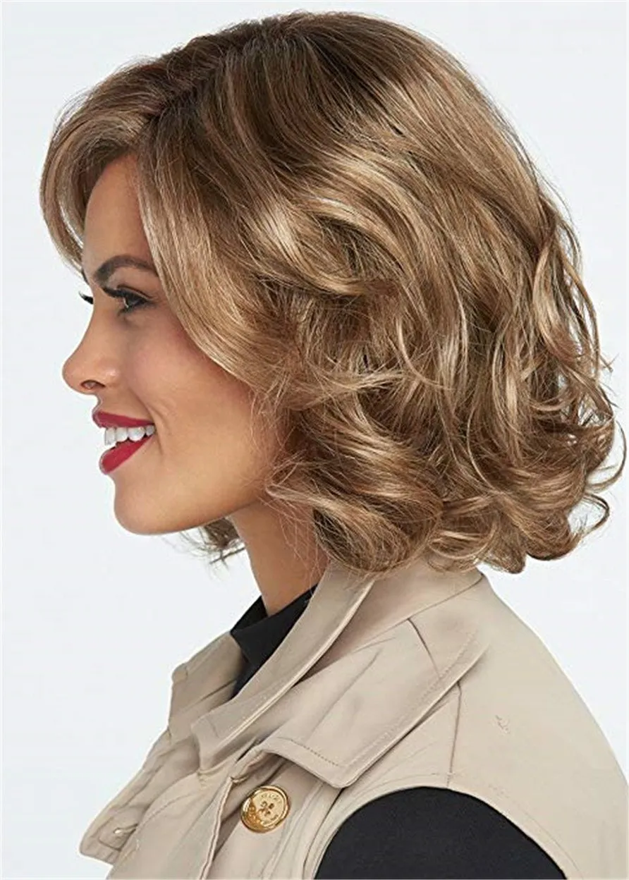 Short Bob Cut Wavy Synthetic Hair Lace Front Wig