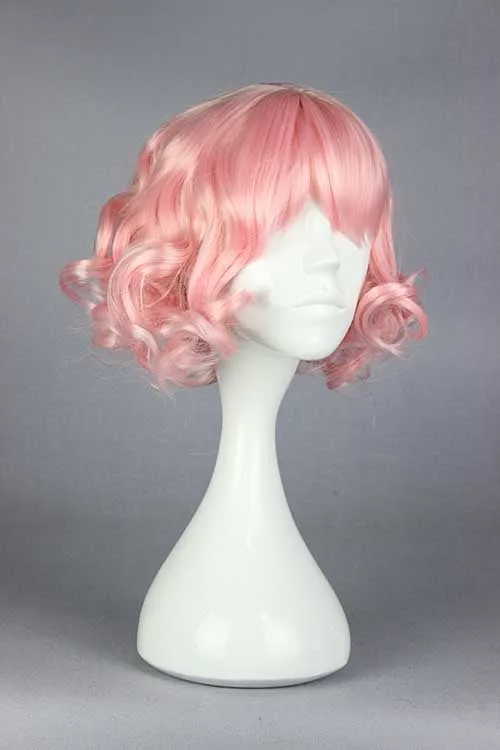 Adorable Lolita Pink Short Curly Cosplay Wig