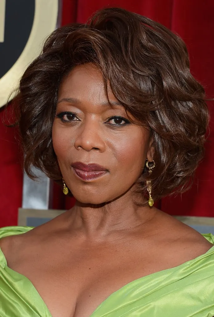 Alfre Woodard Short Wave Hairstyle Fluffy Natural Smooth Full Lace Wig 100% Real Human Hair 12 Inches