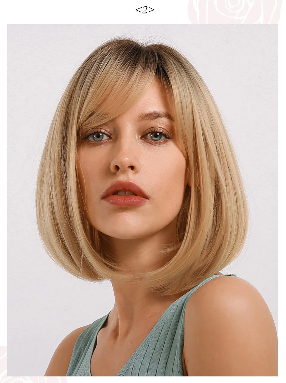 Medium Bob Style Synthetic Hair Natural Straight Wig 14 Inches