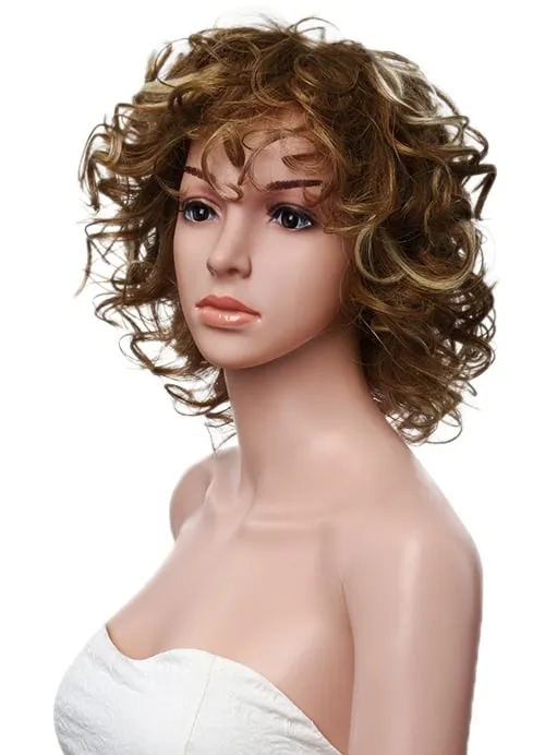 Hot Sale Medium Curly Full Lace Cap Human Hair Wig 12 Inches