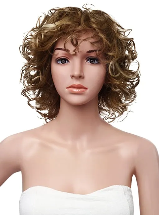 Hot Sale Medium Curly Full Lace Cap Human Hair Wig 12 Inches