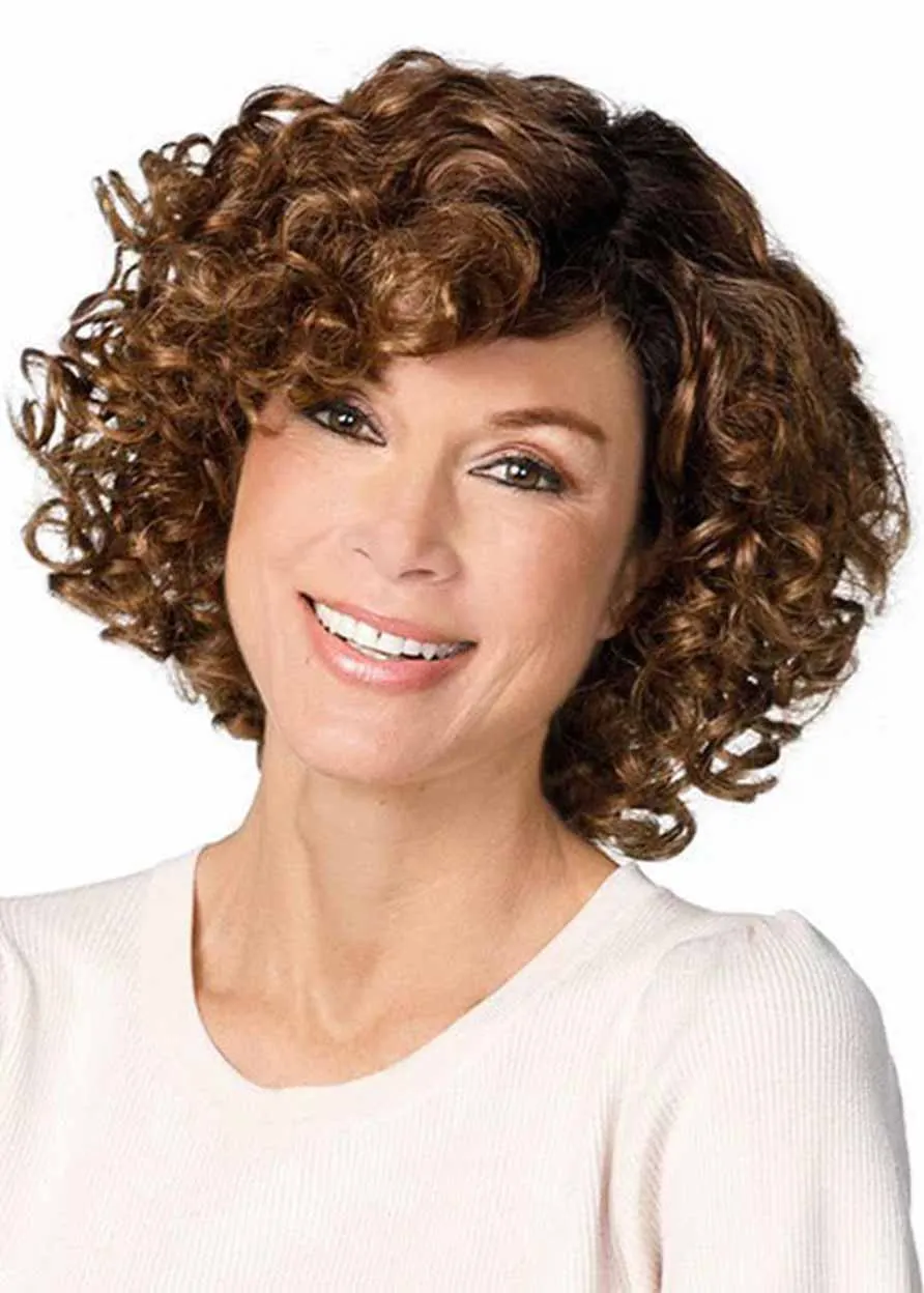 Women's Natural Hairline Voluminous and Tight Culry Synthetic Hair Capless Wigs 14Inches