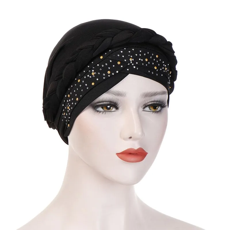 Paillette Pure Colour Turban For Women