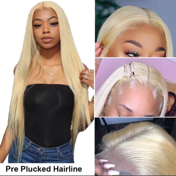 Glueless 40 Inch 613 Blonde Long Wigs 13x4 HD Transparent Lace Front Wigs Straight Lace Frontal Human Hair Wigs