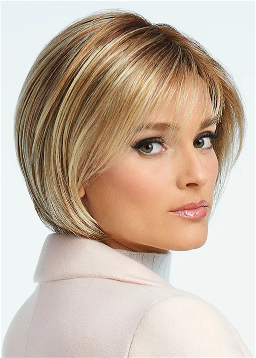 Short Bob Hair Cut Synthetic Hair Lace Front Wig 12 Inches