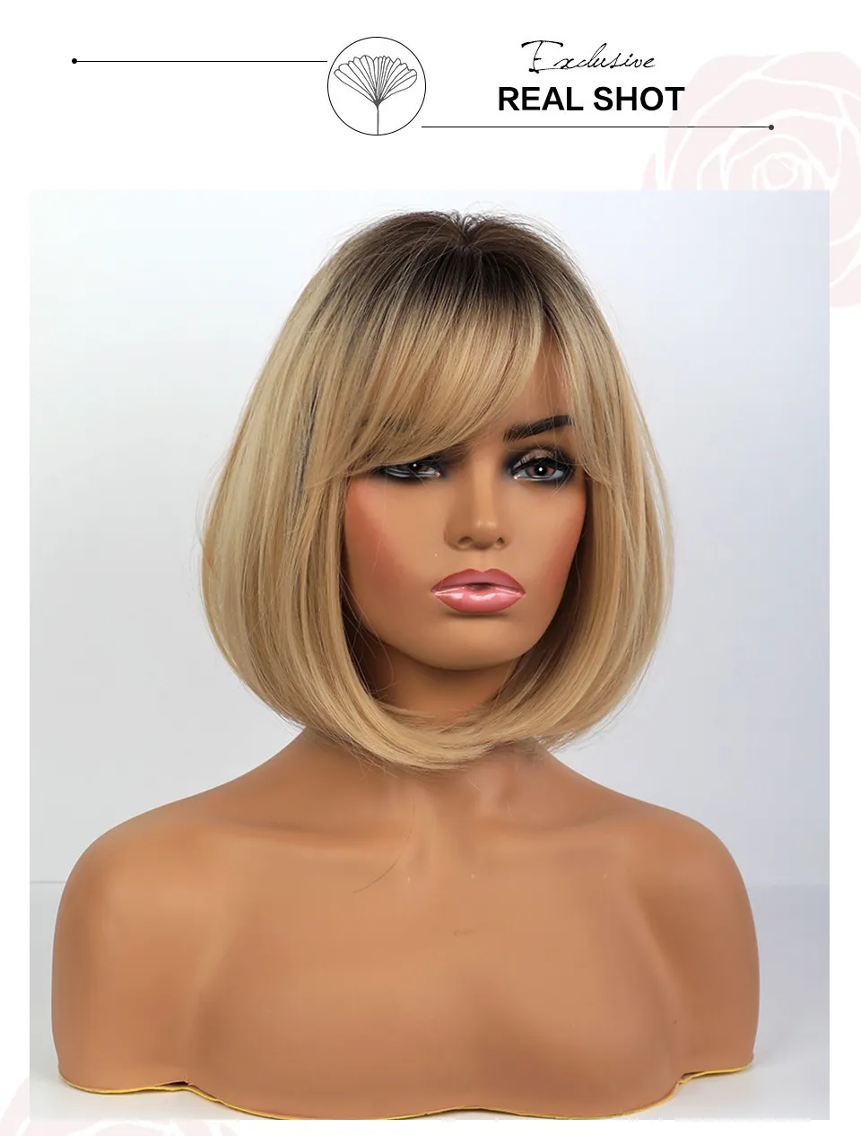 Medium Bob Style Synthetic Hair Natural Straight Wig 14 Inches