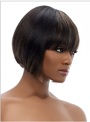 Bob Hairstyle Full Bang Short Straight Synthetic Capless Wigs about 10 Inches for Black Women