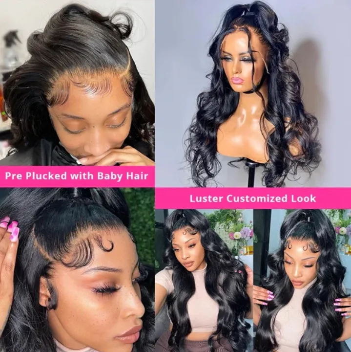 HD Full Lace Wig Body Wave Human Hair Wigs Transparent Lace Front Wigs Pre Plucked