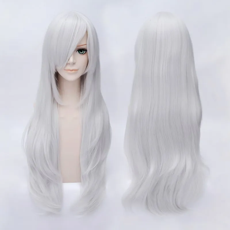 Cosplay Long Layered Wavy Silver Wig 28 Inches