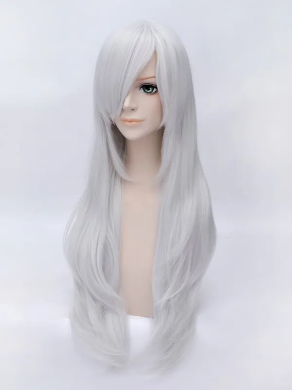 Cosplay Long Layered Wavy Silver Wig 28 Inches