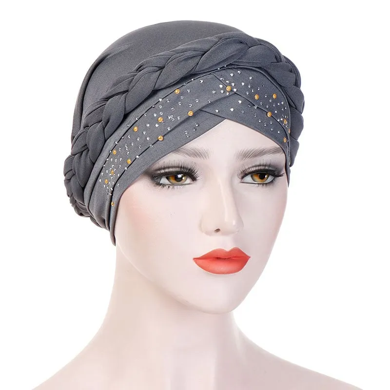 Paillette Pure Colour Turban For Women