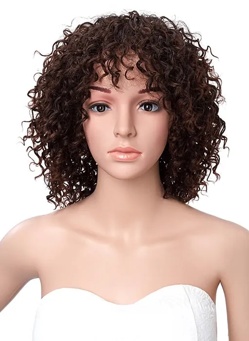 Short Kinky Curly African American Capless Synthetic Wigs 14 Inches