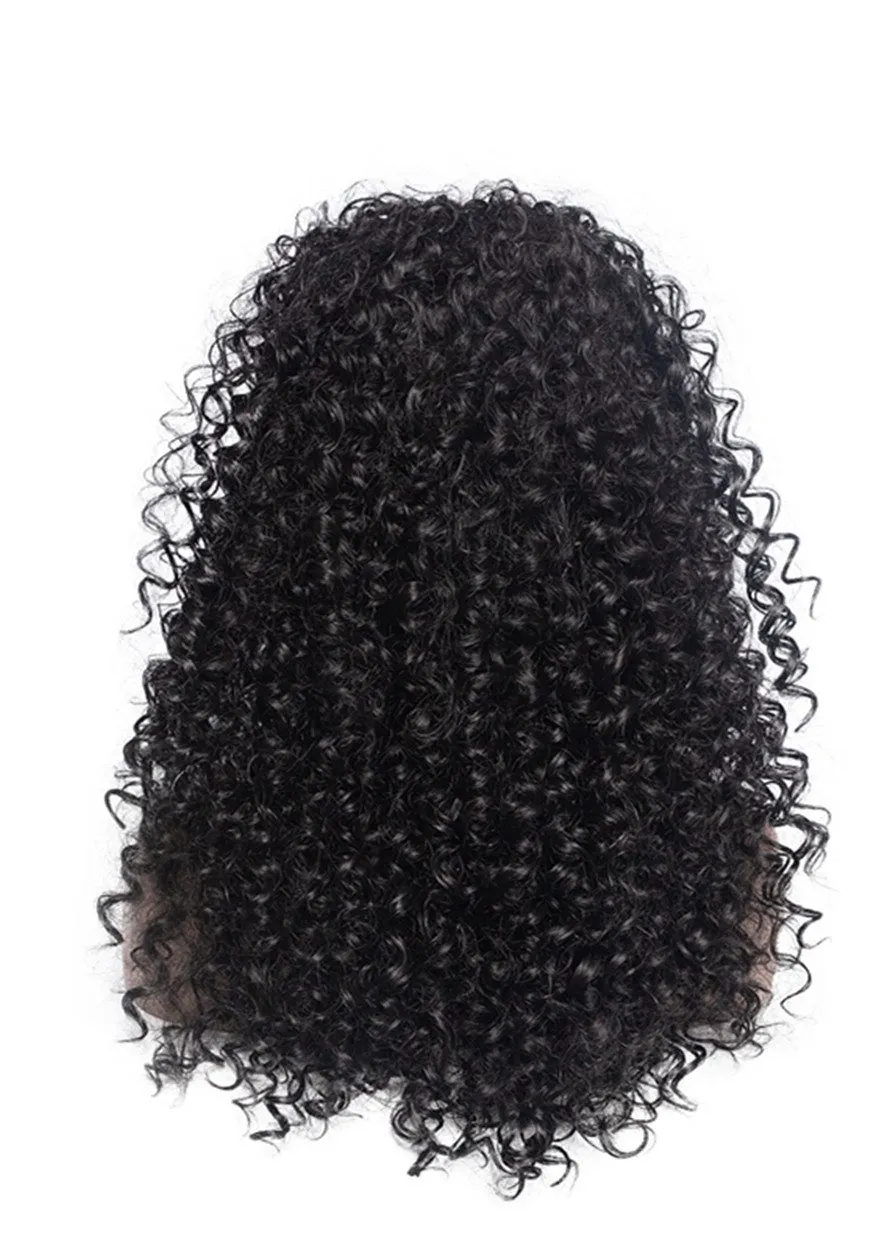 Headband Wig Kinky Curly Synthetic Hair Wigs With Bang for African American