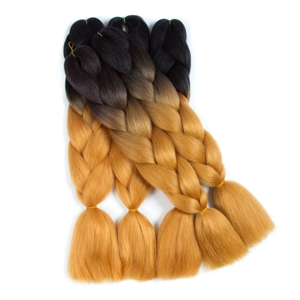 Ombre Synthetic Kanekalon Braiding Hair Crochet Braids False Hair Extensions