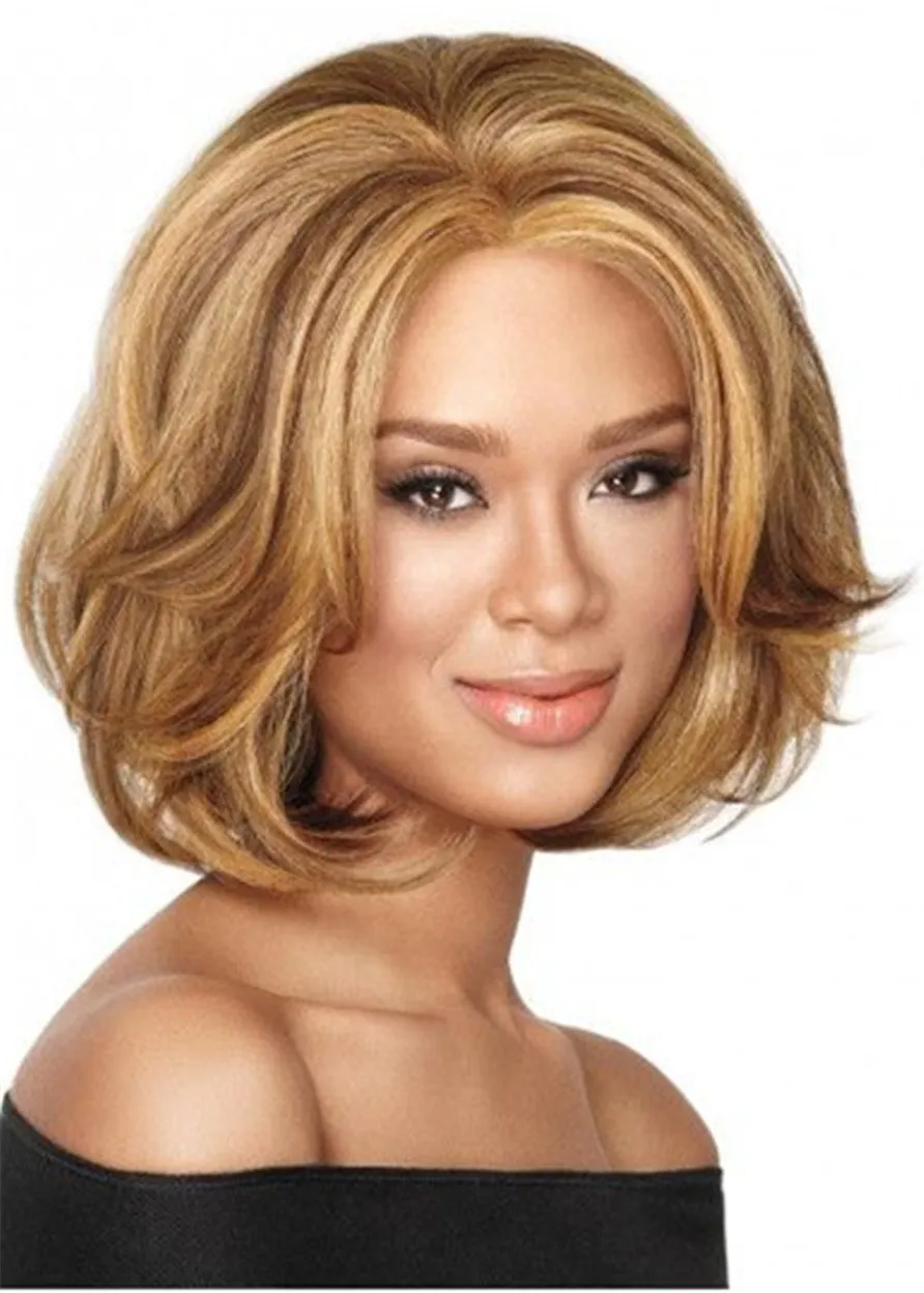 Short Bob Natural Straight Synthetic Hair Capless Wig 12 Inches