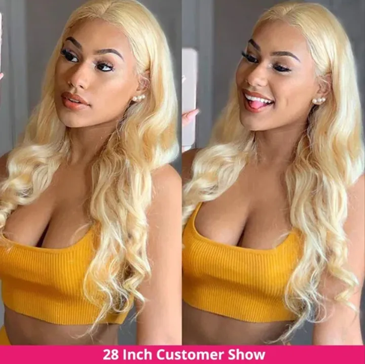 30 Inch Blonde Body Wave Glueless HD Lace Front Wig 613 Transparent Frontal Wig 13x4 Human Hair Wigs