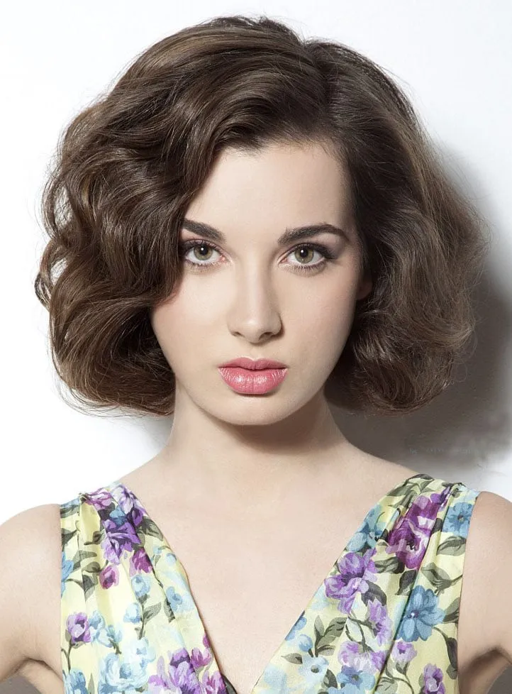 Latest Trend Sweet Top Quality Bob Hairstyle 100% Human Hair Full Lace Wig 8 Inches Wavy