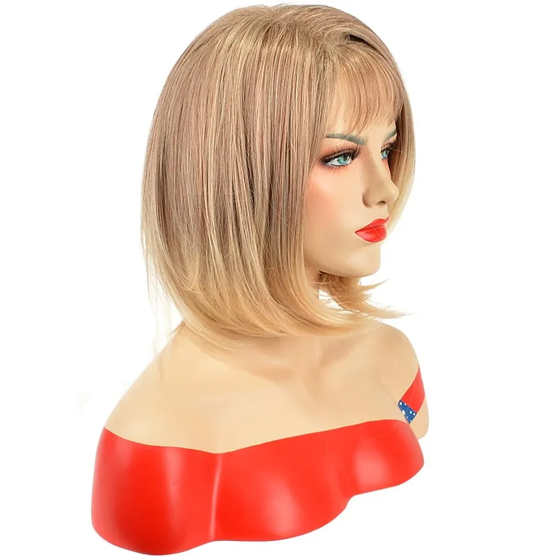 Straight Bob Medium Straight Capless 12 Inches Synthetic Capless Wigs