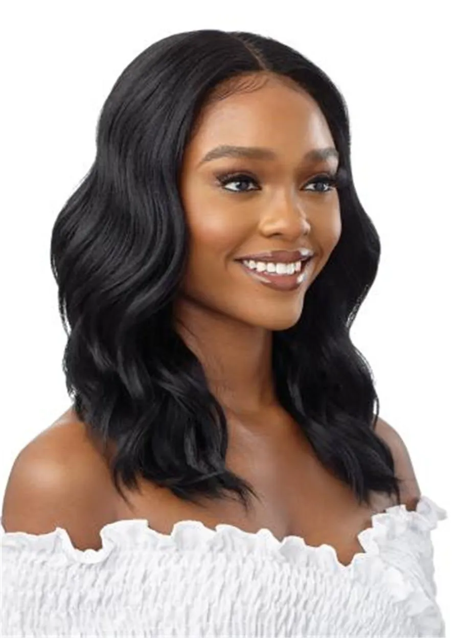 Long Center Part Wavy Human Hair Wigs for African American Women 18 Inches