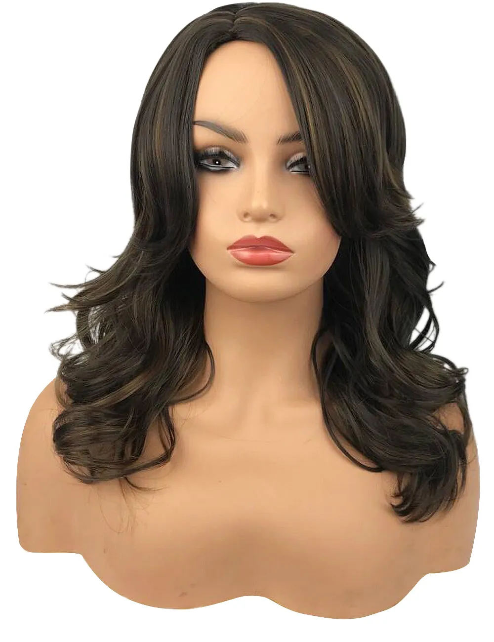 Balayage Hair Cut Medium Bob Wavy Synthetic Hair Women Wig