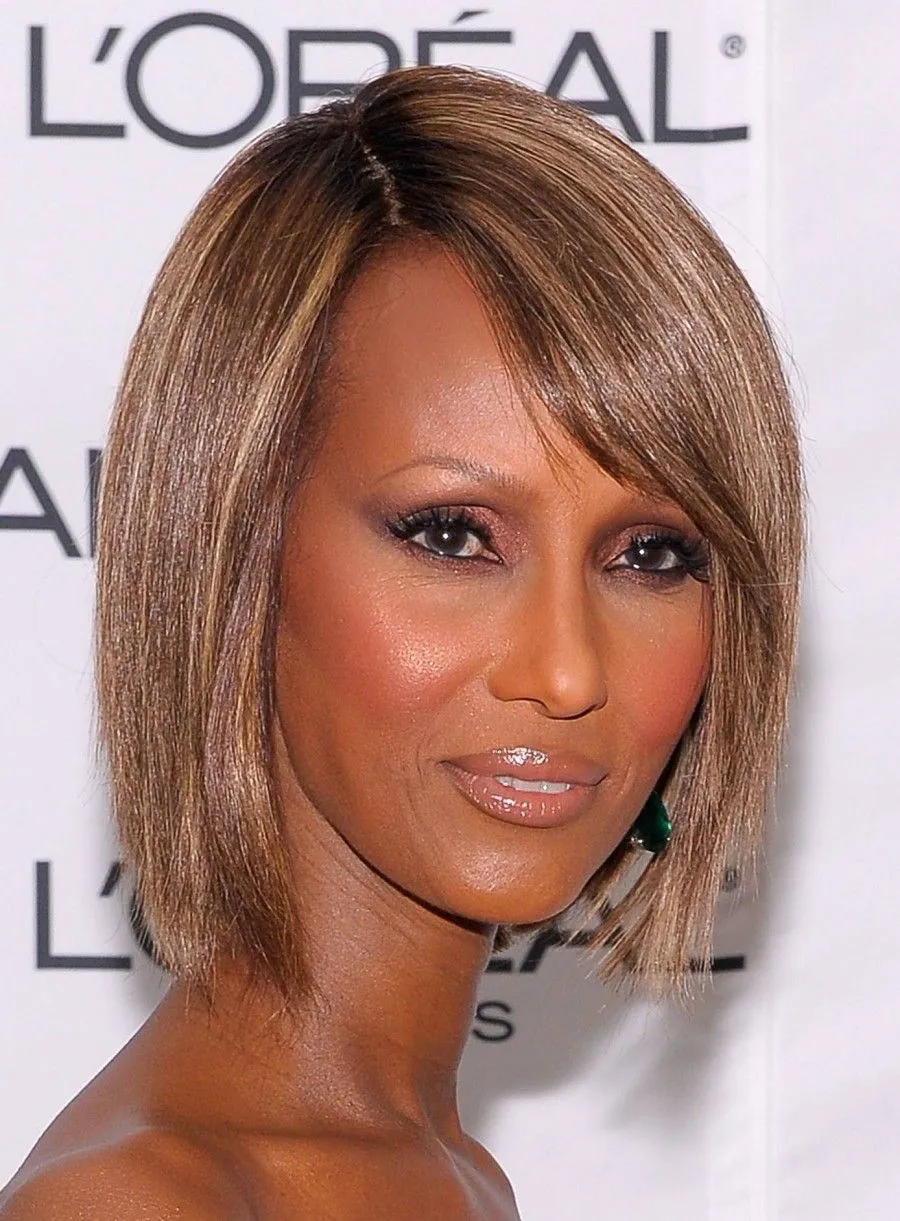 Iman Hairstyle Short Bob 100% Human Hair Mixed Color Lace Front Wig 10 Inches