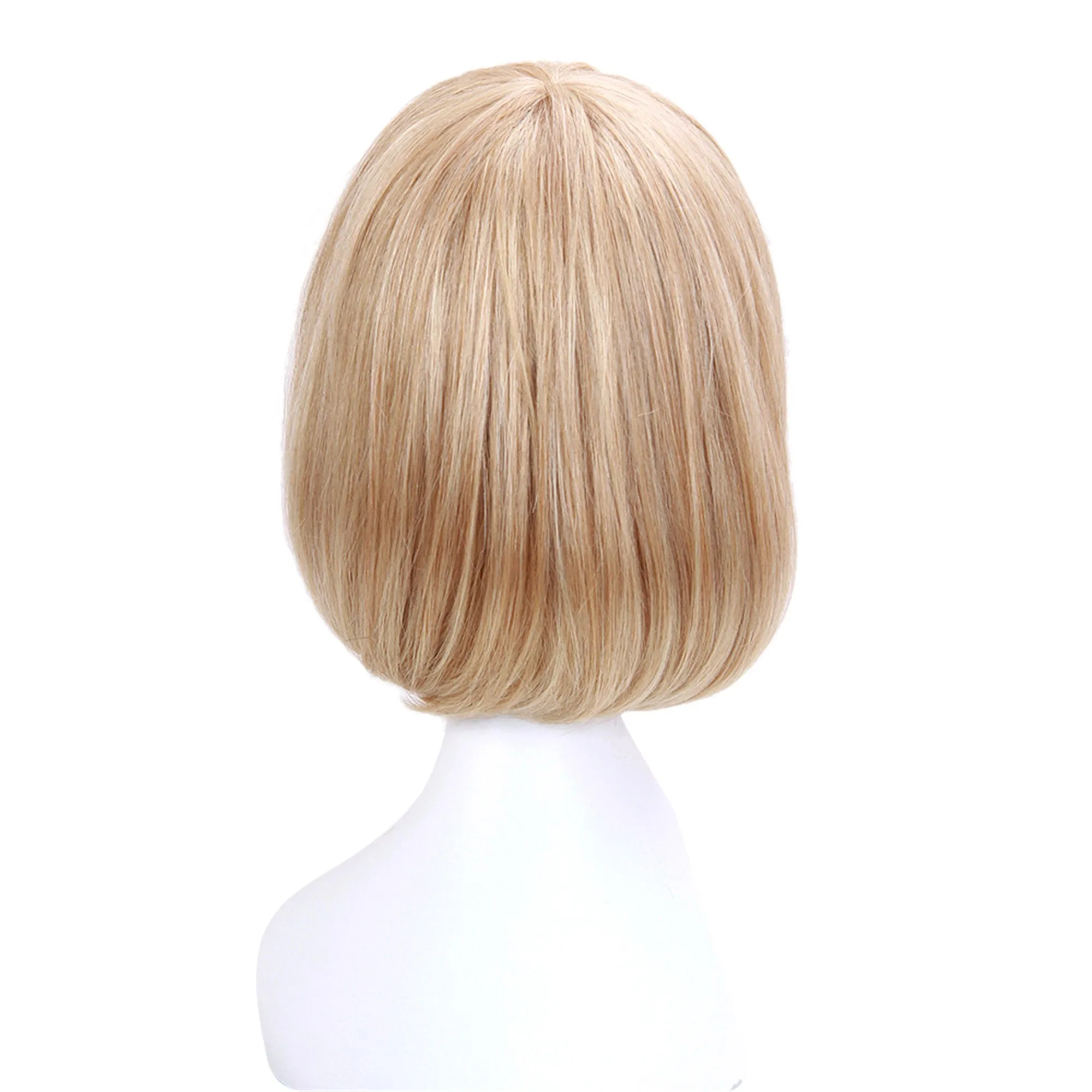 Bobstyle Shoulder Lenght Choppy Bang Capless Human Hair Blend Wigs