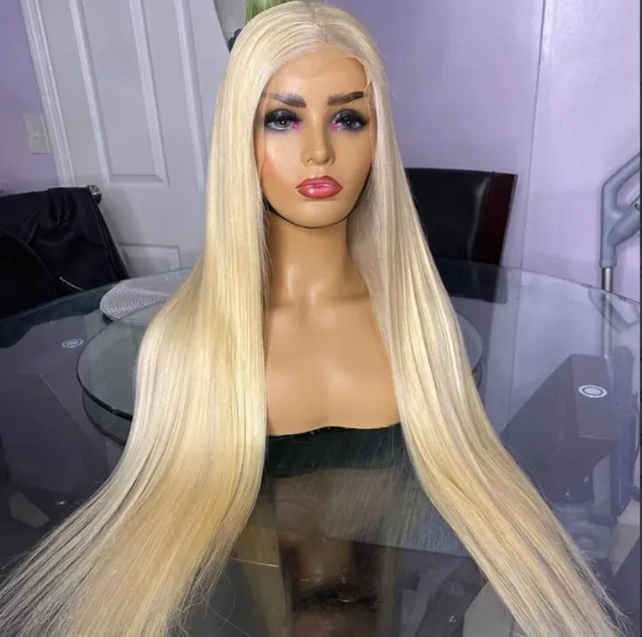 Glueless 40 Inch 613 Blonde Long Wigs 13x4 HD Transparent Lace Front Wigs Straight Lace Frontal Human Hair Wigs