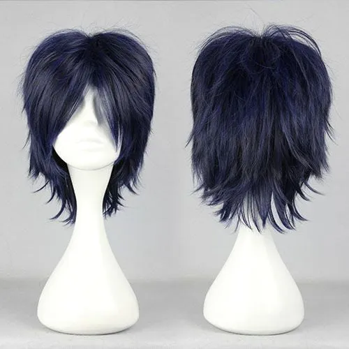 Prince of Tennis Hairstyle Short Layered Straight Navy Cosplay Wig 14 Inches