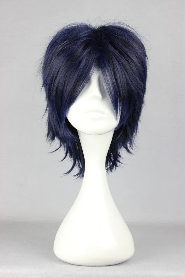 Prince of Tennis Hairstyle Short Layered Straight Navy Cosplay Wig 14 Inches