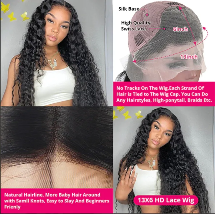 Glueless 30 Inch Water Wave Human Hair Wigs 13x4 13x6 Lace Front Wig Wet And Wavy Hd Lace Wigs Pre Plucked